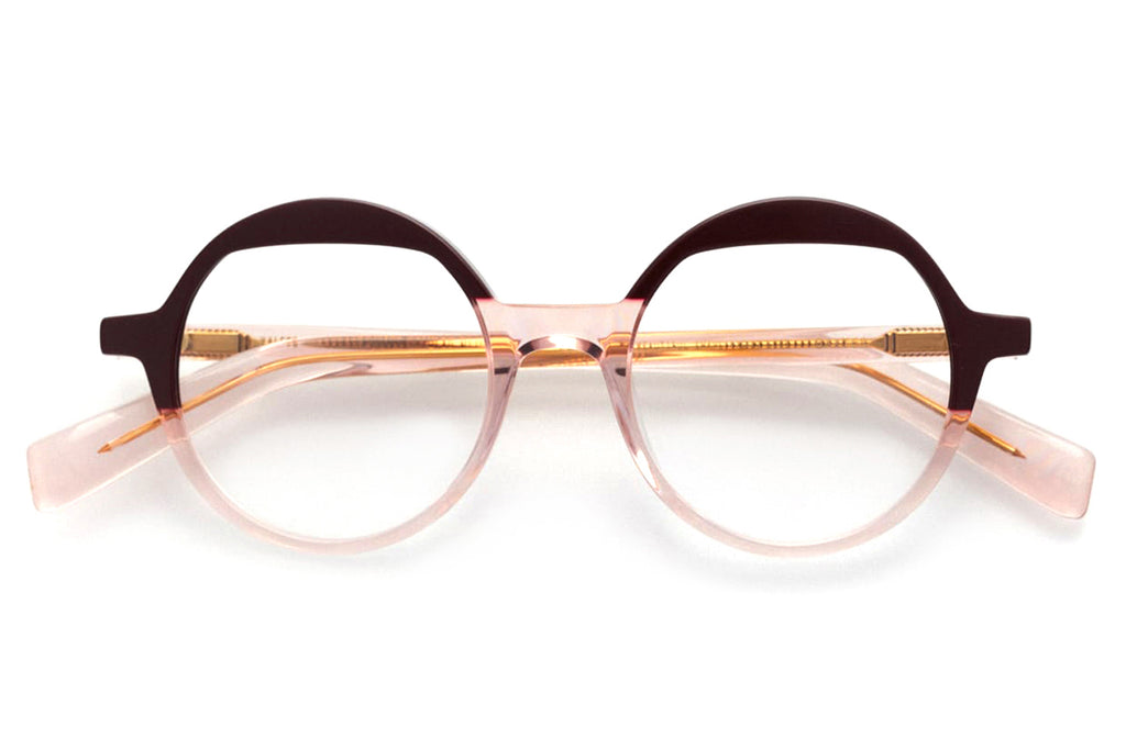 Kaleos Eyehunters - Baxter Eyeglasses Opaque Garnet/Transparent Pink