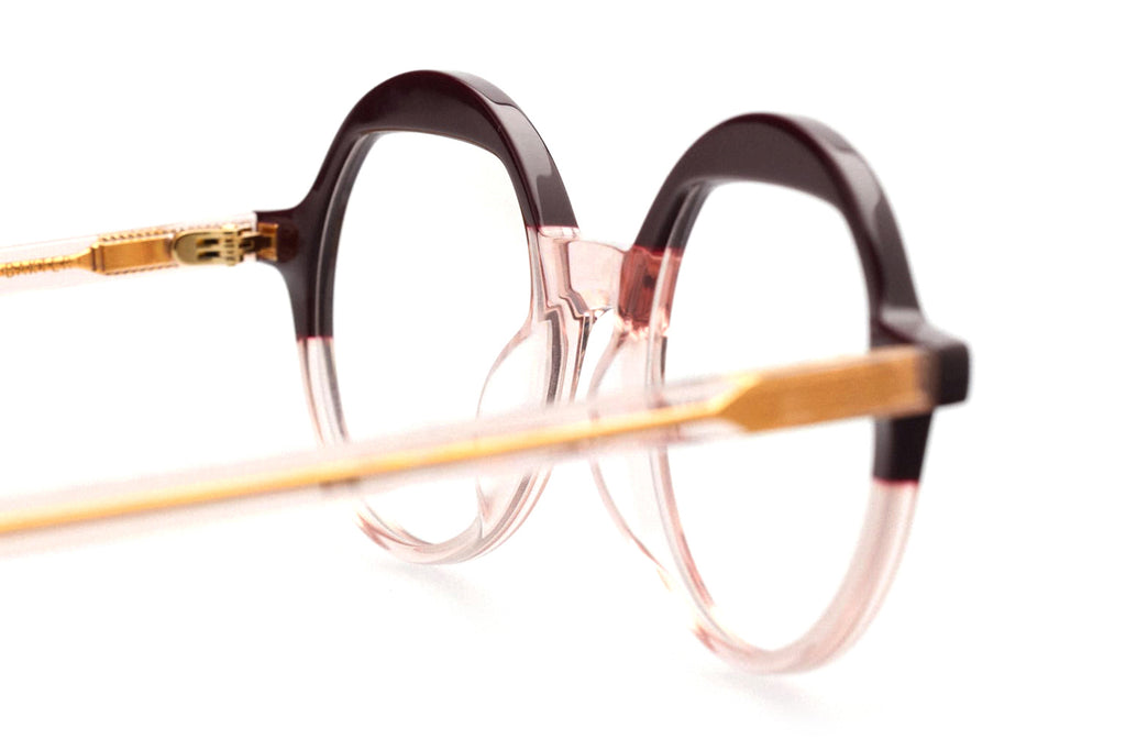 Kaleos Eyehunters - Baxter Eyeglasses Opaque Garnet/Transparent Pink