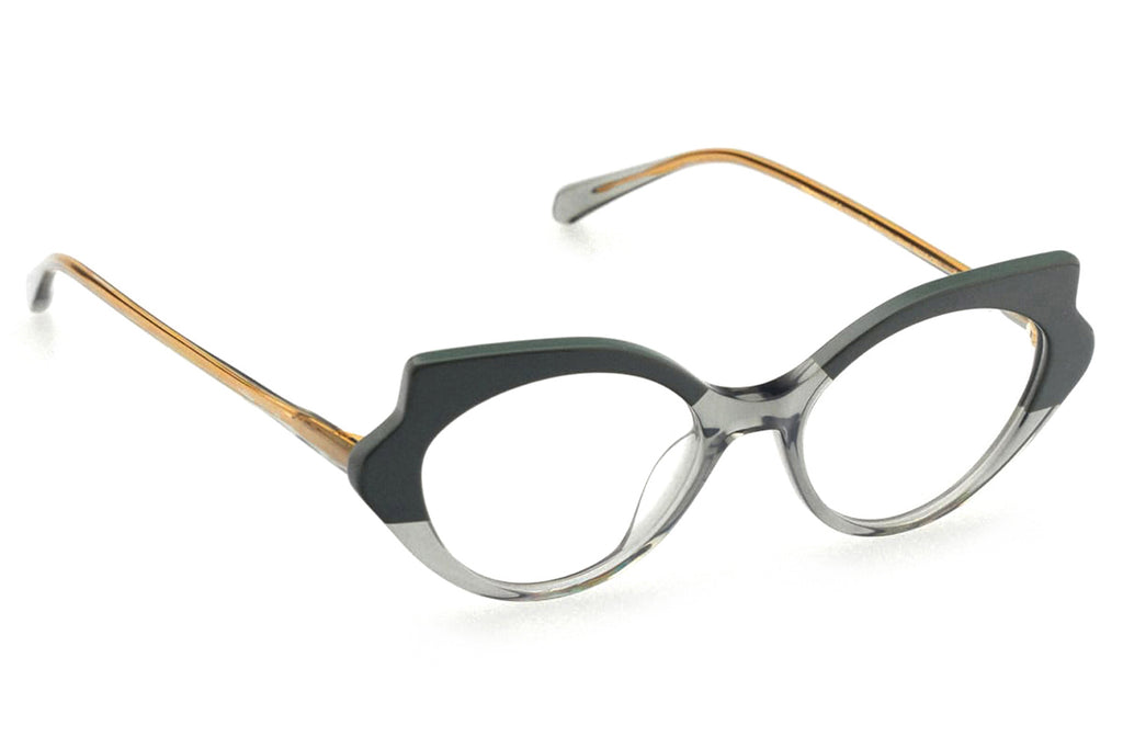 Kaleos Eyehunters - Van Allen Eyeglasses Dark Green/Transparent Light Grey
