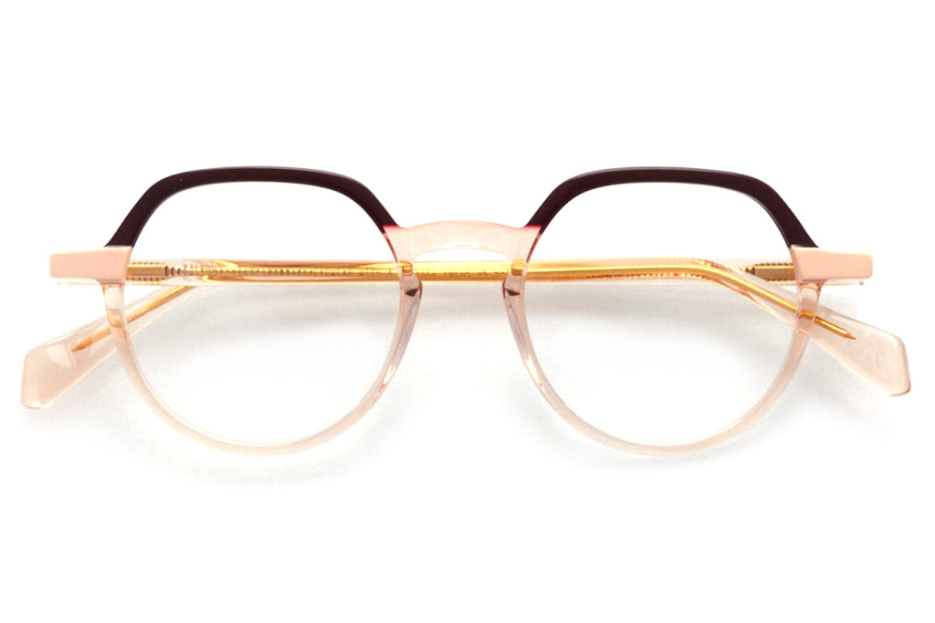 Kaleos Eyehunters - Gould Eyeglasses Opaque Garnet/Transparent Pink