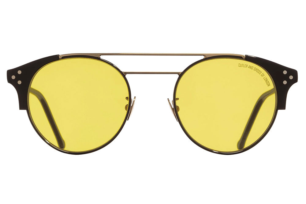 Cutler & Gross - 1271 Sunglasses Black and Gold with Yellow Lenses