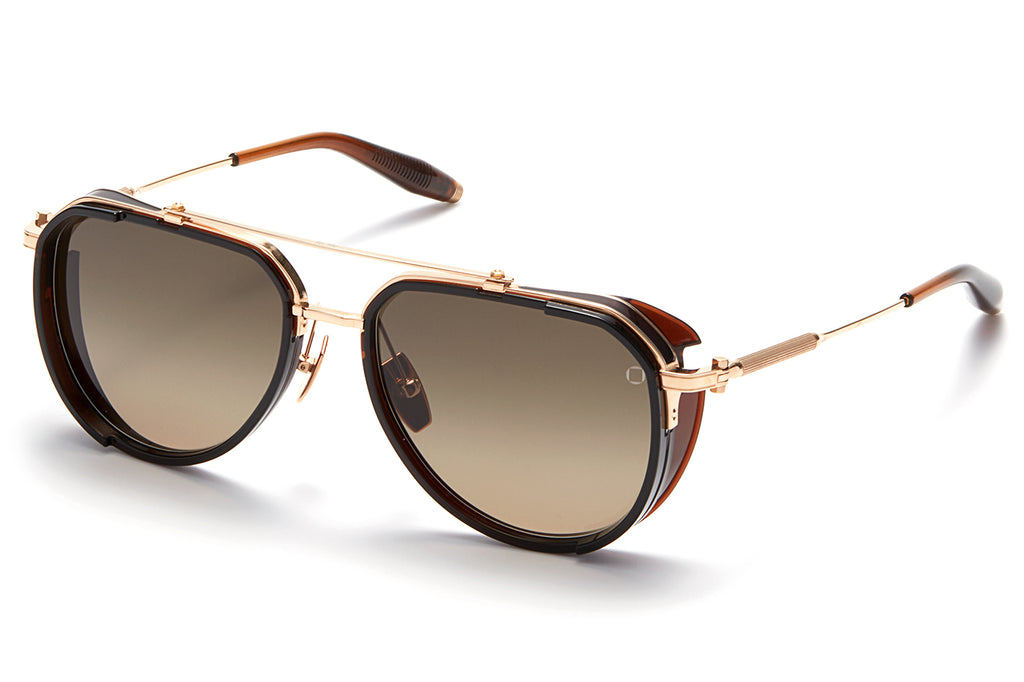 Akoni - Echo Sunglasses White Gold - Dark Brown Crystal w/ Dark Brown to Light Brown Lenses