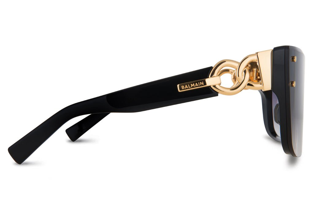 Balmain® Eyewear - Armour Sunglasses Black & Gold with Dark Grey to Clear AR Lenses
