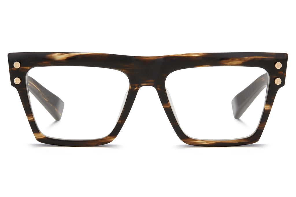 Balmain® Eyewear - B-V Eyeglasses Dark Brown Swirl & White Gold