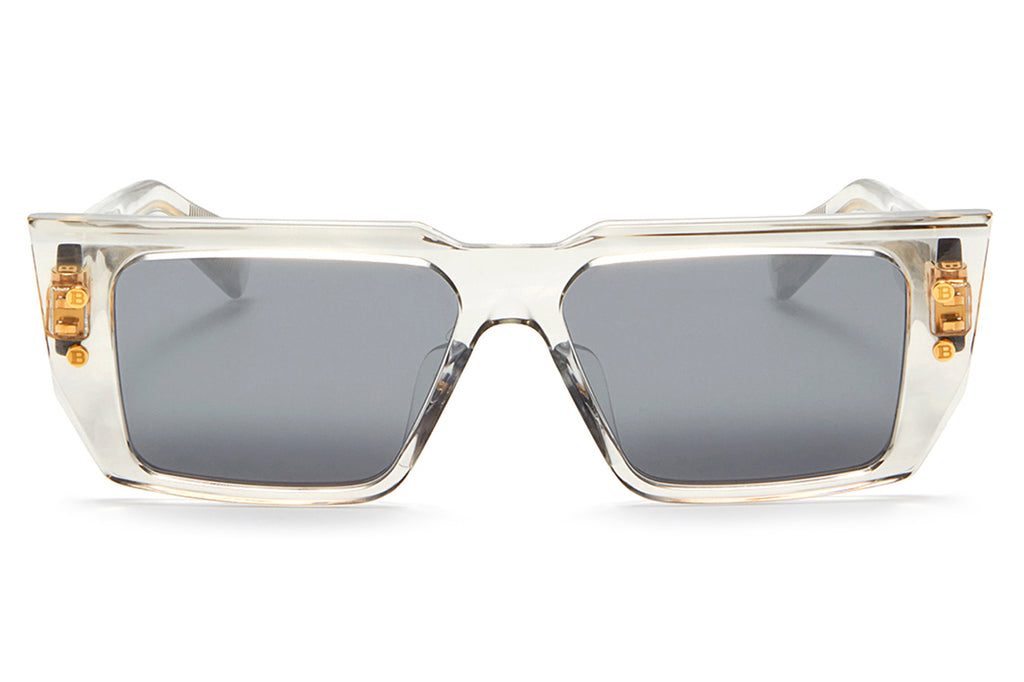 Balmain® Eyewear - B-VI Sunglasses Grey Crystal & White Gold with Dark Grey & AR Lenses
