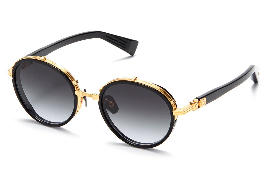 Balmain® Eyewear - Croissy Sunglasses Black & Gold with Dark Grey to Clear & AR Lenses