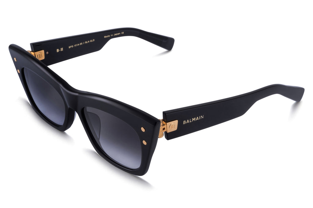 Balmain® Eyewear - B-II Sunglasses Black & Gold with Dark Grey to Clear AR Lenses