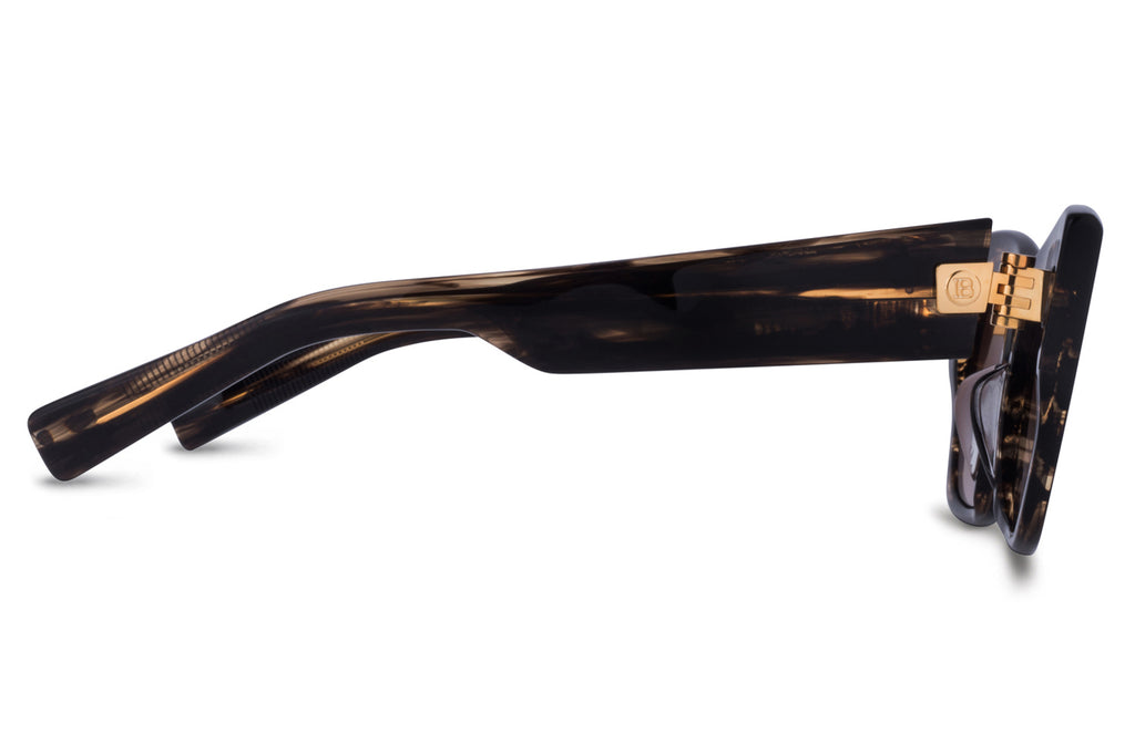 Balmain® Eyewear - B-II Sunglasses Dark Brown Swirl & Gold with Dark Brown to Clear AR Lenses