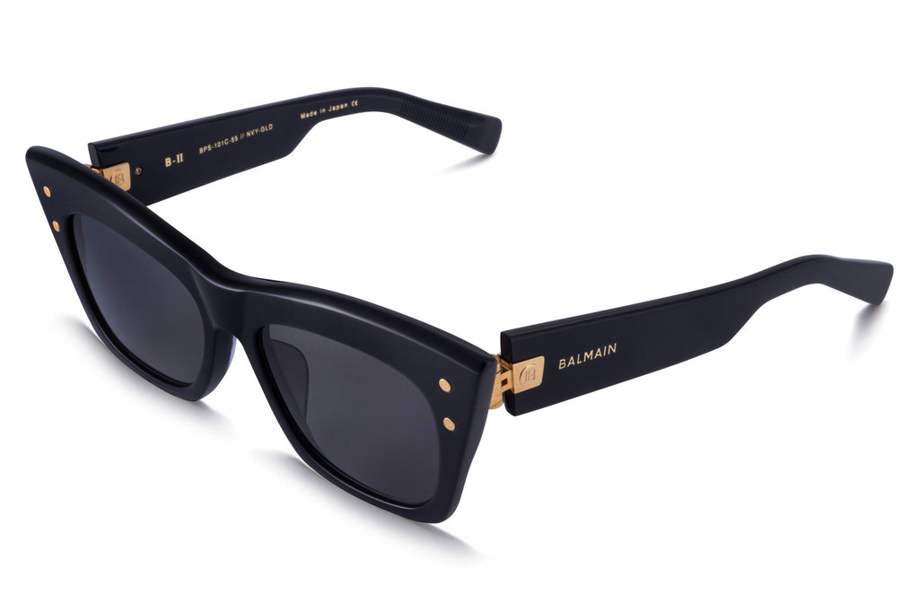 Balmain® Eyewear - B-II Sunglasses Navy & Gold with Dark Grey AR Lenses