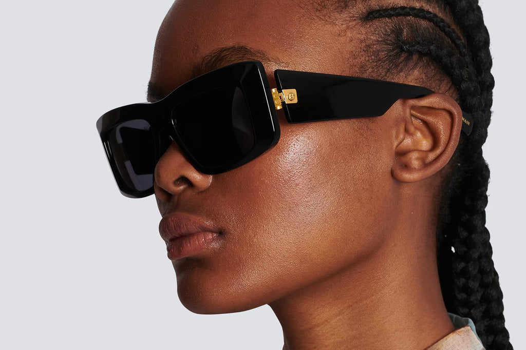 Balmain® Eyewear - Envie Sunglasses Black & Gold with Dark Grey Lenses