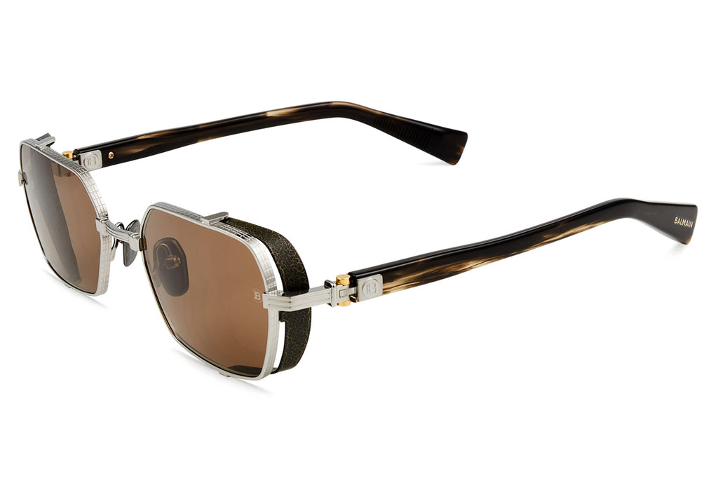 Balmain® Eyewear - Brigade III Sunglasses Black Palladium & Dark Brown Swirl with Dark Brown Lenses