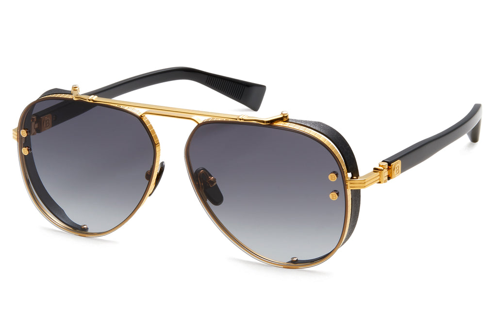 Balmain® Eyewear - Capitaine Sunglasses Black & Gold with Dark Grey Gradient Lenses