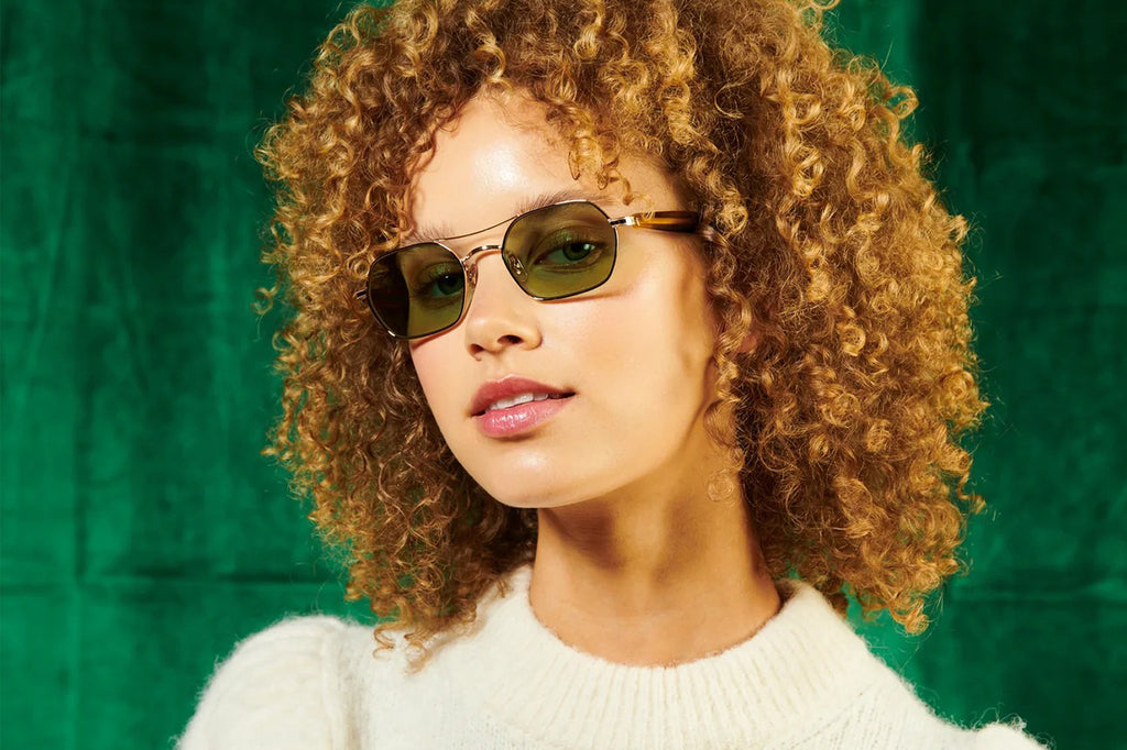 Garrett Leight - Goldie Sunglasses Gold-Bio Blonde Tortoise with Palm Lenses