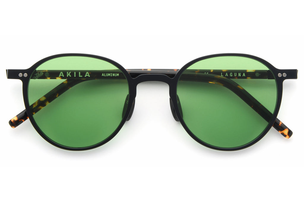AKILA® Eyewear - Laguna Sunglasses Matte Black w/ Green Lenses