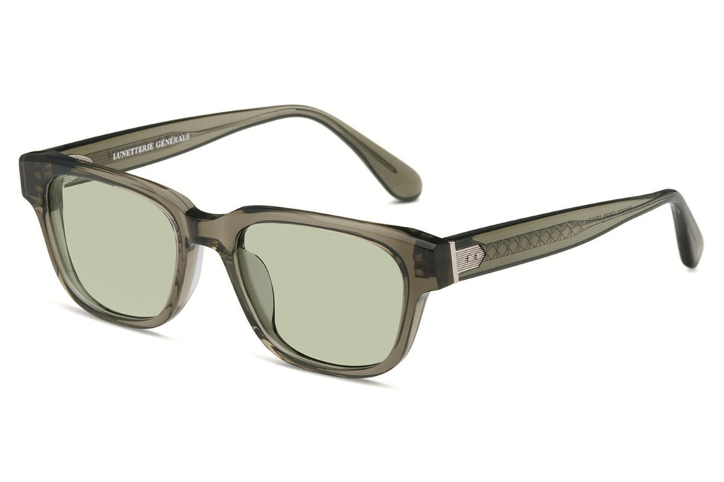 Lunetterie Générale - Aesthete Sunglasses Smoked Green Crystal/Palladium with Green G13 Lenses (Col.lll)