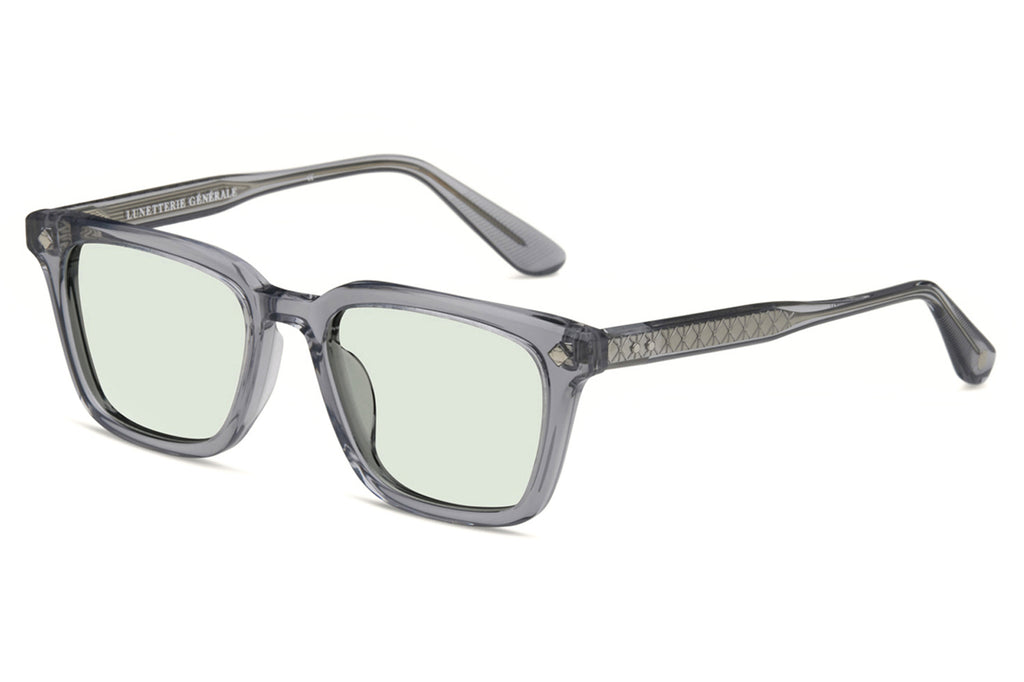 Lunetterie Générale - Architect Sunglasses Grey Crystal/Palladium with Light Emerald Lenses
