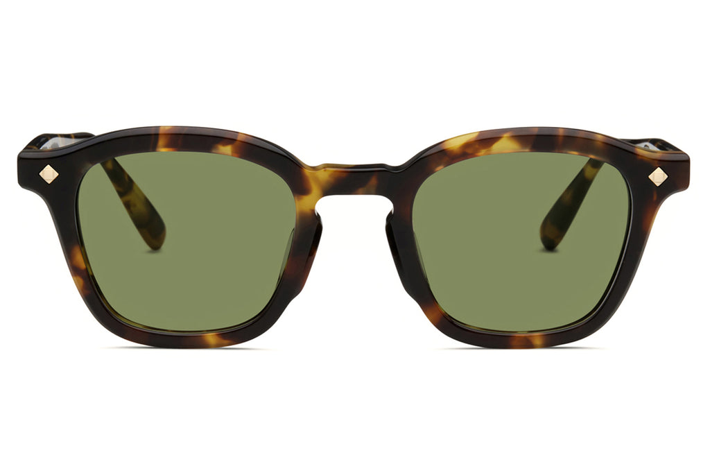 Lunetterie Générale - Cognac Sunglasses Medium Tortoise/14k Gold with Green G15 Lenses (Col.ll)