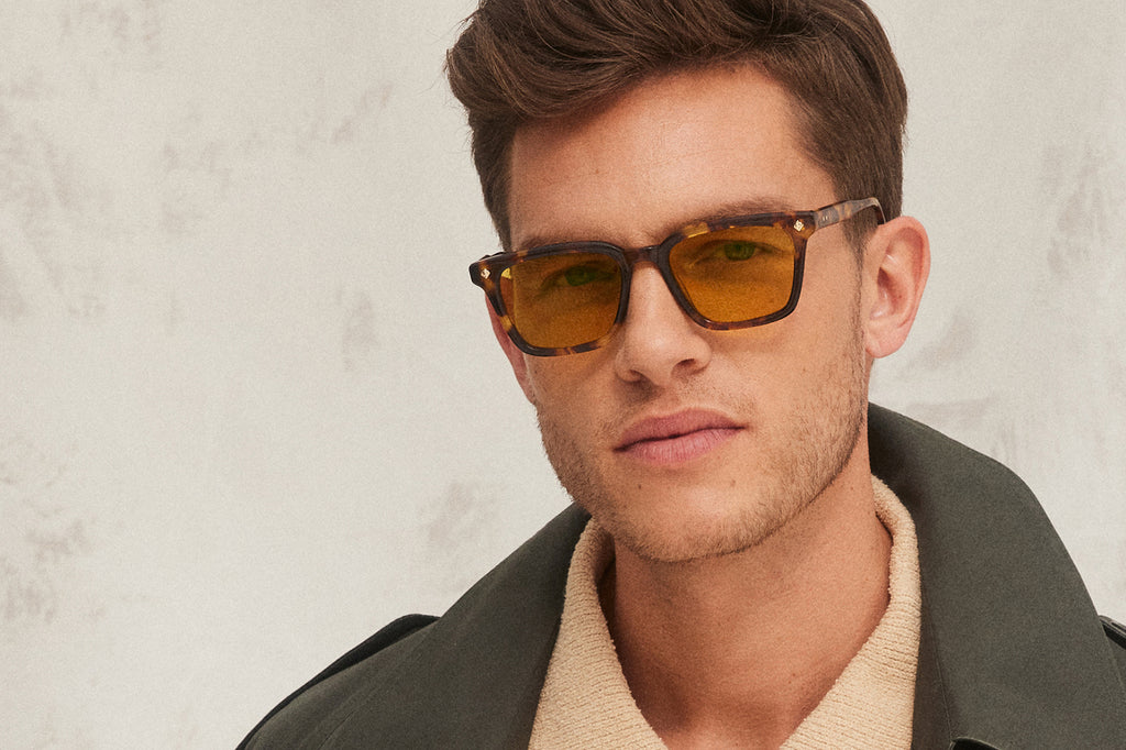 Lunetterie Générale - Architect Sunglasses Medium Tortoise/14k Gold with Yellow Lenses (Col.ll) Men