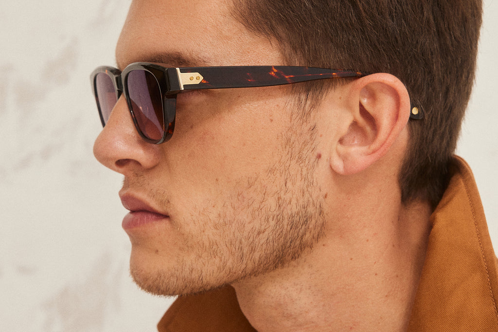 Lunetterie Générale - Aesthete Sunglasses Black/14k Gold with Grey Lenses (Col.l) Men