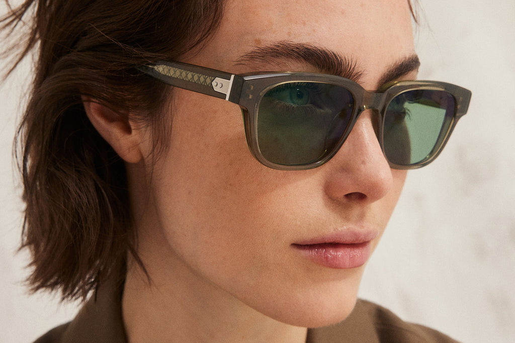 Lunetterie Générale - Aesthete Sunglasses Smoked Green Crystal/Palladium with Green G13 Lenses (Col.lll) Women