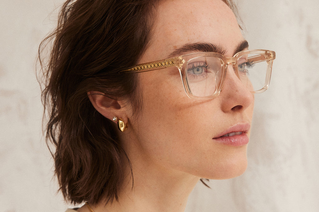 Lunetterie Générale - Architect Eyeglasses Smoke Crystal/18k Gold (Col.lV) Women
