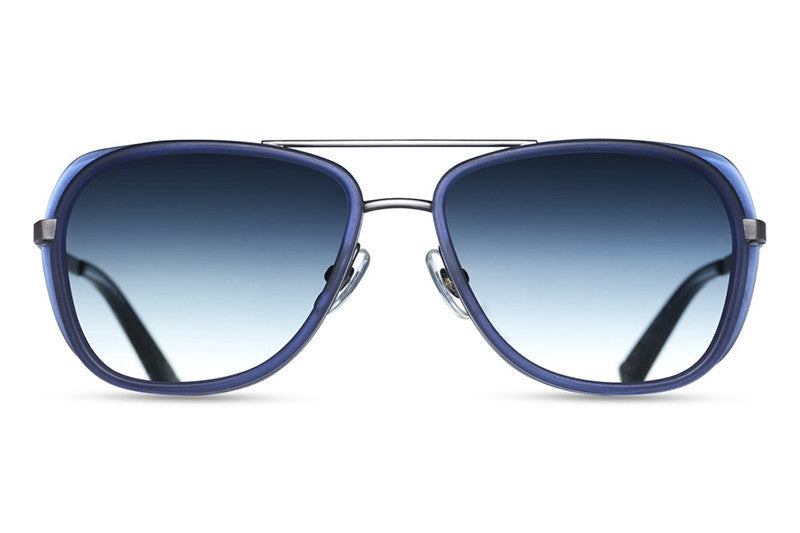 Matsuda Sunglasses - M3023 Antique Silver/Cobalt Blue Front