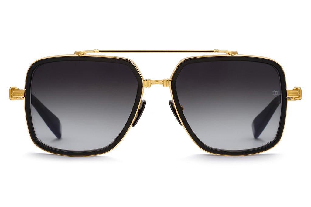 Balmain® Eyewear - Officier Sunglasses Black & Gold with Dark Grey to Light Grey AR Lenses