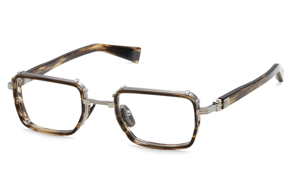 Balmain® Eyewear - Saint-Jean Eyeglasses Black Palladium & Dark Brown Swirl