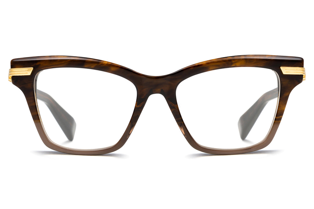 Balmain® Eyewear - Sentinelle-III Eyeglasses Dark Brown Swirl to Light Brown Crystal & Gold