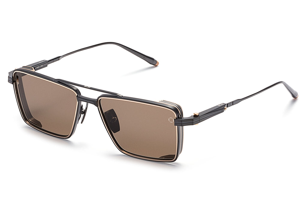 Akoni - Sprint-A Sunglasses Brushed Black - Matte White Gold w/ Dark Brown Lenses