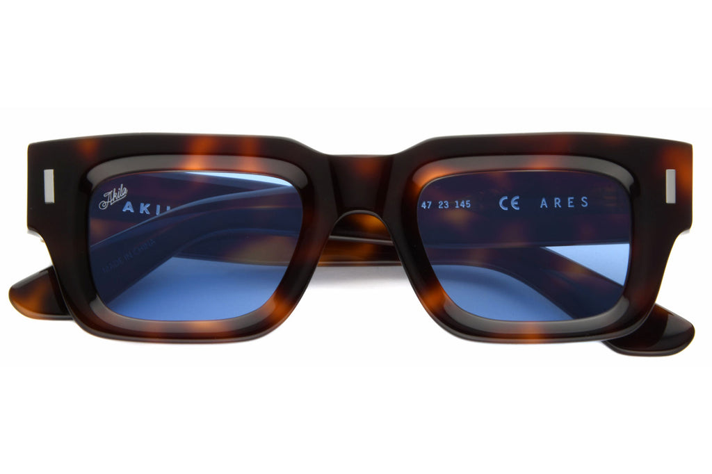 AKILA® Eyewear - Ares Raw Sunglasses Havana w/ Sky Blue Lenses