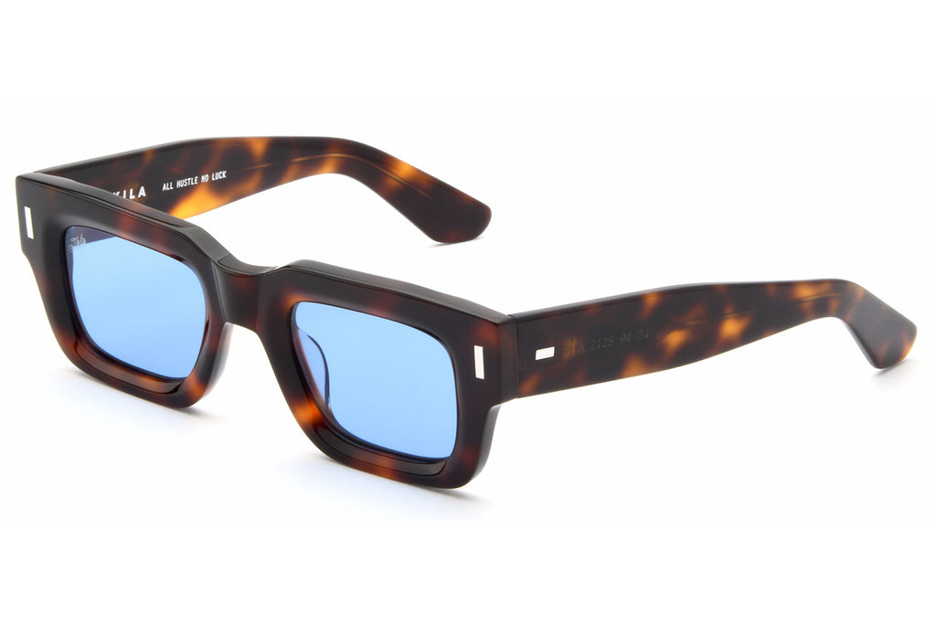 AKILA® Eyewear - Ares Raw Sunglasses Havana w/ Sky Blue Lenses