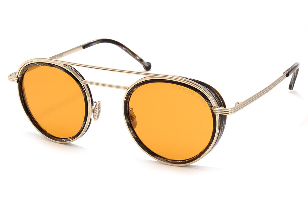 Cutler & Gross - 1270 Sunglasses Gold and Black Horn with Orange Lenses