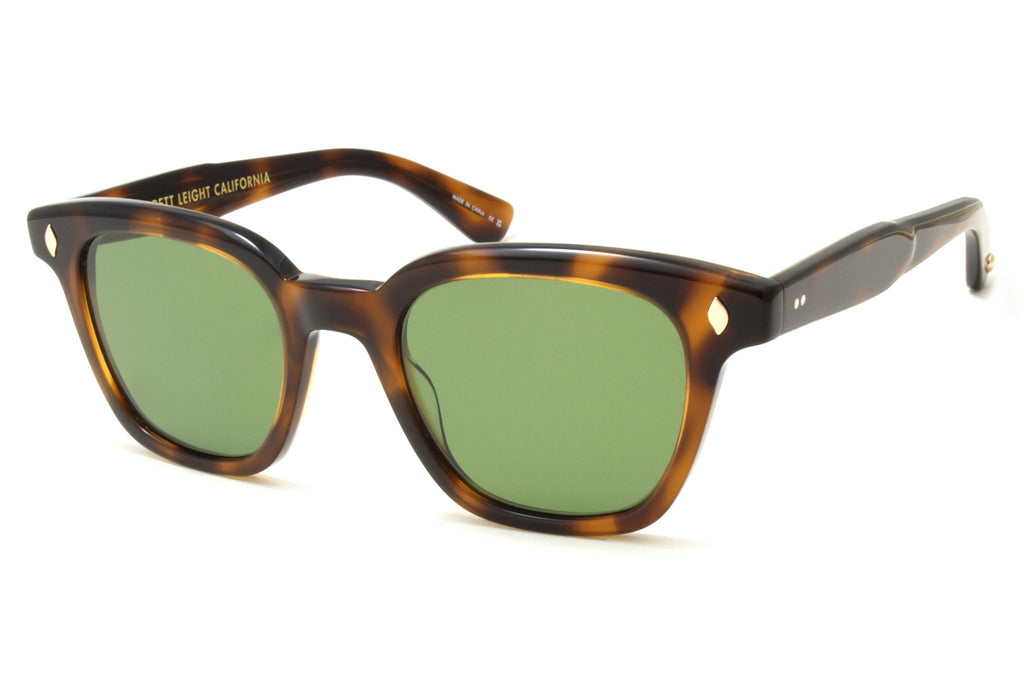 Garrett Leight - Broadway Sunglasses Spotted Brown Shell with Semi-Flat Pure Green Lenses