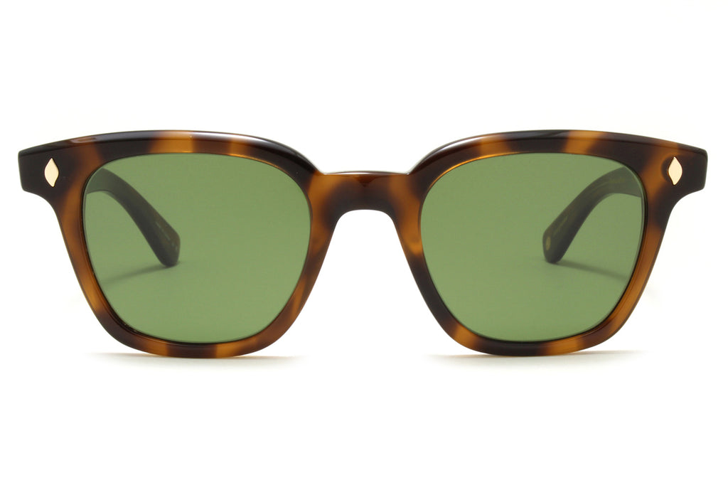 Garrett Leight - Broadway Sunglasses Spotted Brown Shell with Semi-Flat Pure Green Lenses