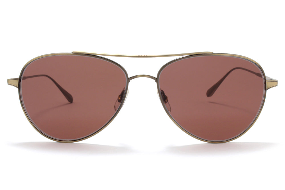 Garrett Leight® - Culver Sunglasses Brushed Gold with Semi-Flat Redwood Lenses