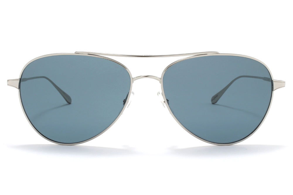 Garrett Leight® - Culver Sunglasses Silver with Semi-Flat Blue Smoke Lenses
