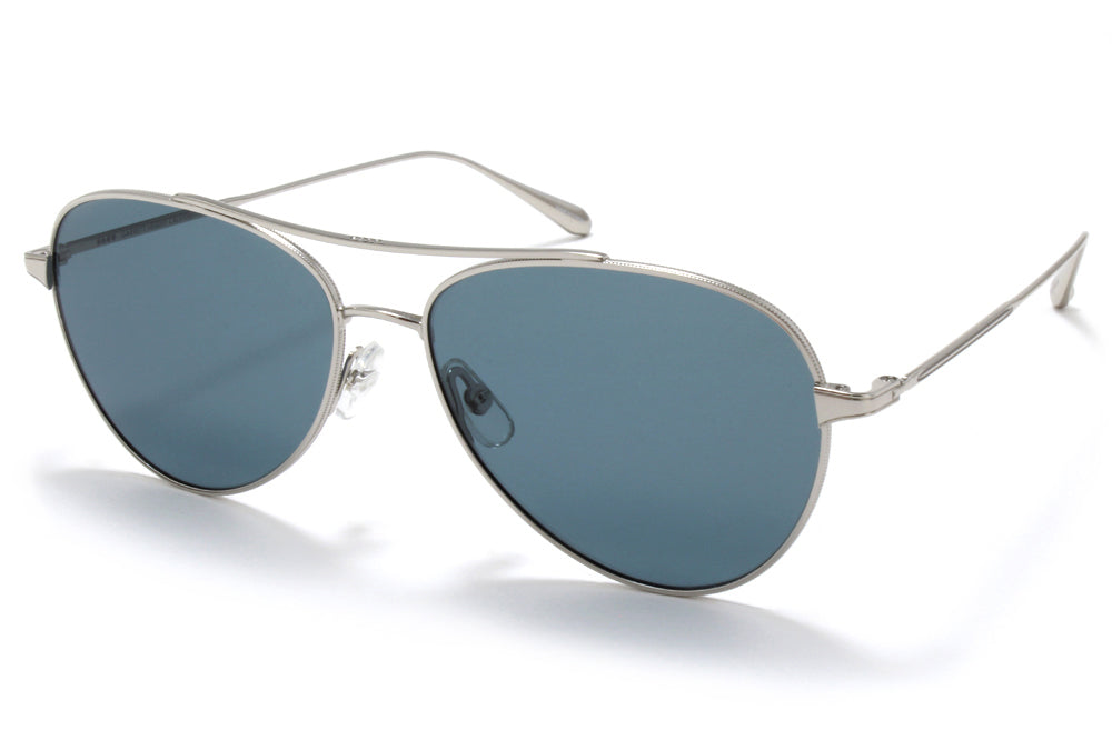 Garrett Leight® - Culver Sunglasses Silver with Semi-Flat Blue Smoke Lenses