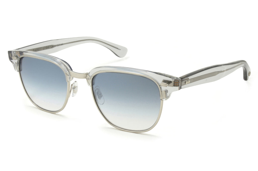Garrett Leight - Elkgrove Sunglasses LLG-Brushed Silver with Indigo Layered Mirror Lenses