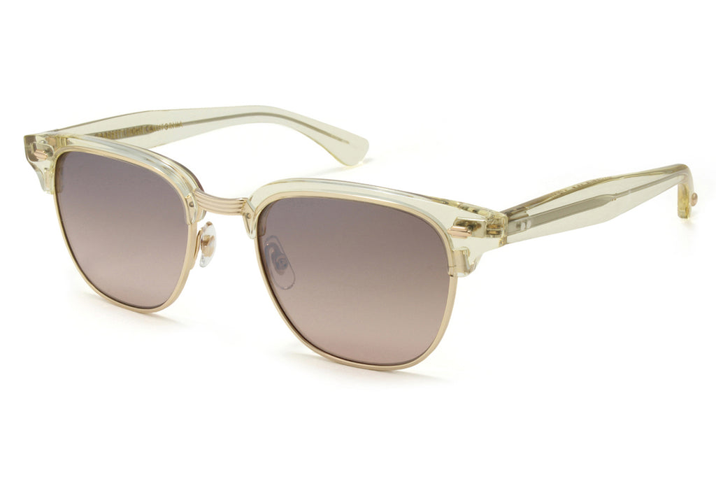Garrett Leight - Elkgrove Sunglasses Pure Glass-Gold with Brown Layered Mirror Lenses