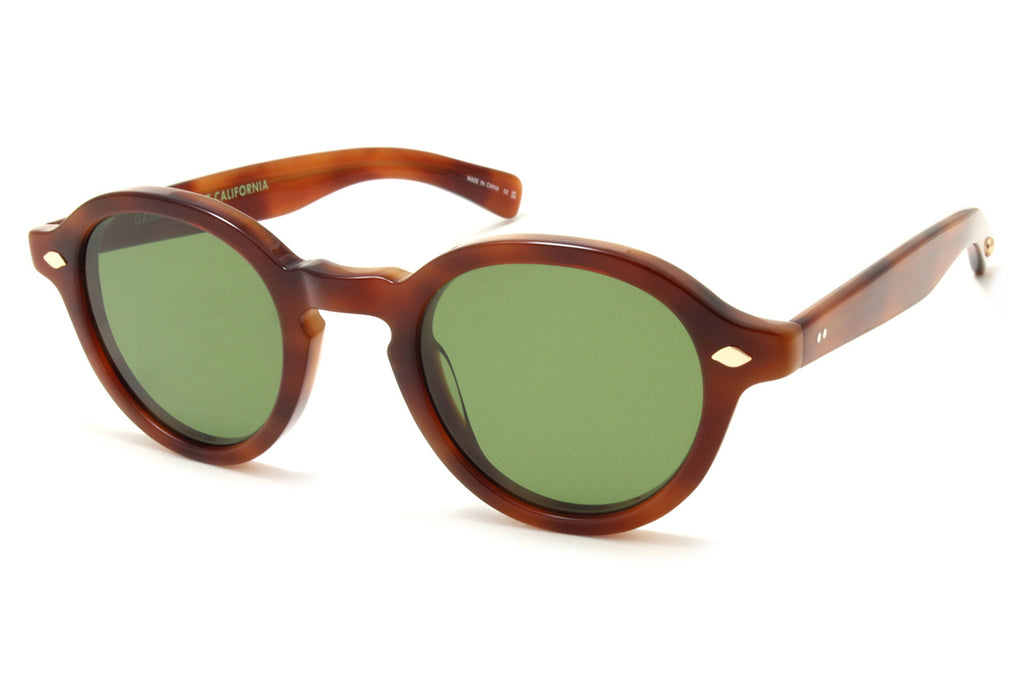 Garrett Leight - Flipper Sunglasses Vintage Burnt Tortoise with Semi-Flat Pure Green Lenses