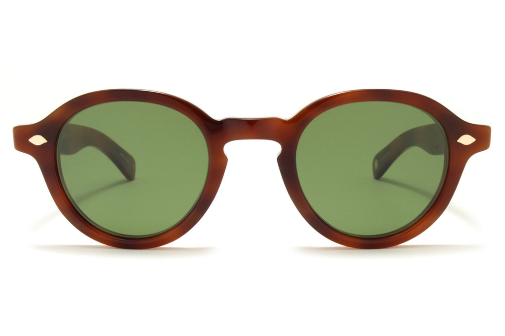 Garrett Leight - Flipper Sunglasses Vintage Burnt Tortoise with Semi-Flat Pure Green Lenses