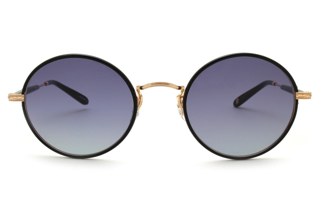 Garrett Leight - Fonda Sunglasses Black-Gold-Black with Swimming Pool Gradient Lenses