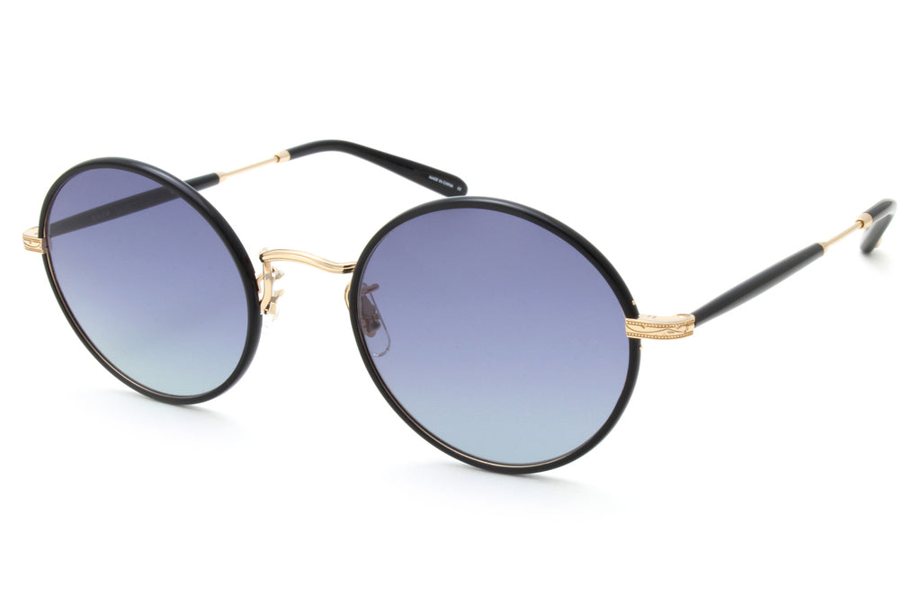 Garrett Leight - Fonda Sunglasses Black-Gold-Black with Swimming Pool Gradient Lenses