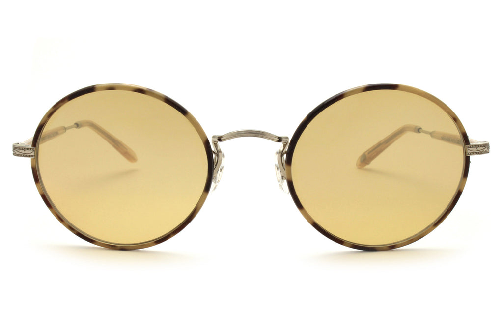 Garrett Leight - Fonda Sunglasses Marzipan-Brushed Silver-Blonde with Halo Mirror Lenses