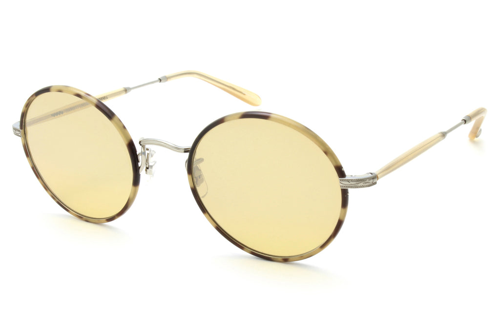 Garrett Leight - Fonda Sunglasses Marzipan-Brushed Silver-Blonde with Halo Mirror Lenses
