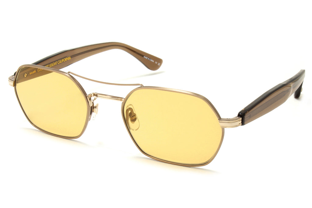 Garrett Leight - Goldie Sunglasses Gold-Antique Gold-Bio Cola with Desert Sun Lenses