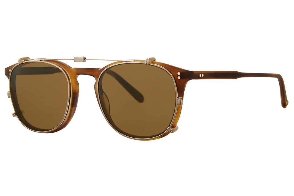 Garrett Leight - Kinney Clip On Shades Brushed Gold with Brown Lenses