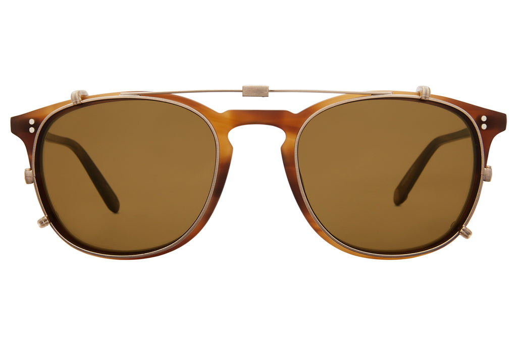 Garrett Leight - Kinney Clip On Shades Brushed Gold with Brown Lenses