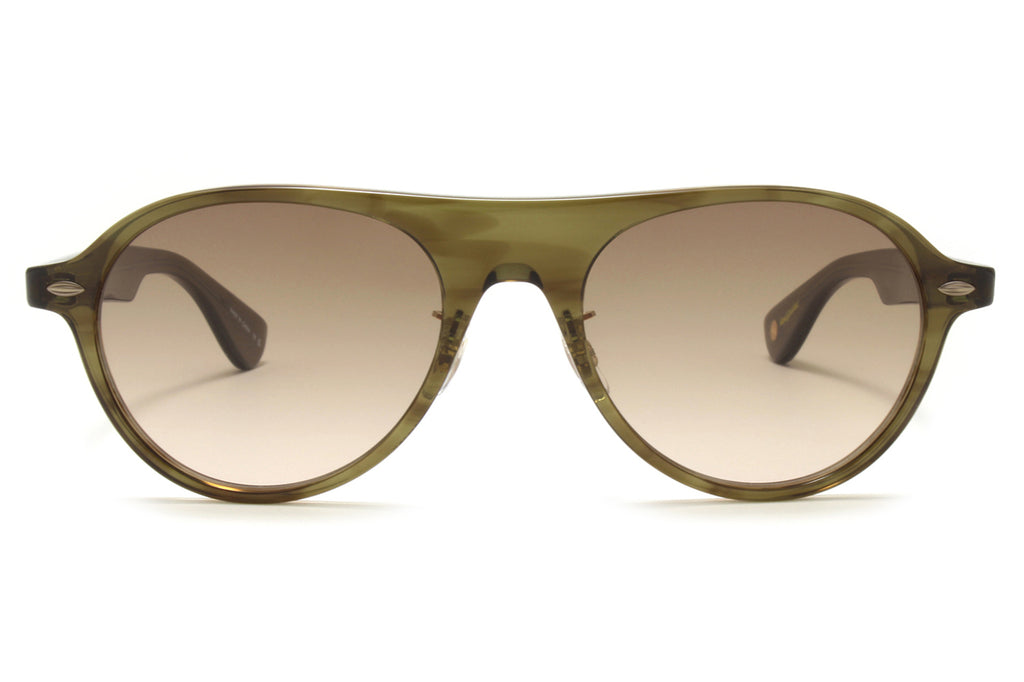Garrett Leight - Lady Eckhart Sunglasses Olive Tortoise with Olive Gradient Lenses